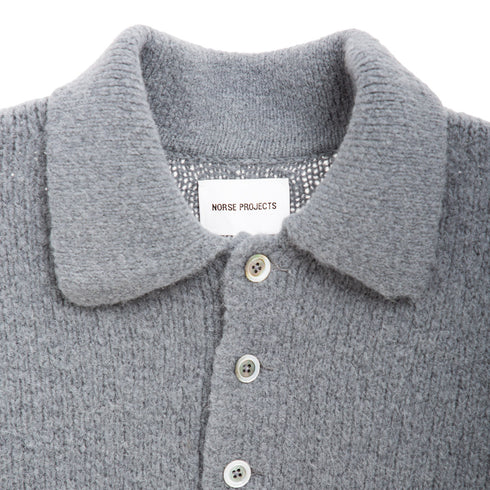 Norse Projects Rasmus Relaxed Brushed Polo Mouse Grey N45-0614 Degli Uberti